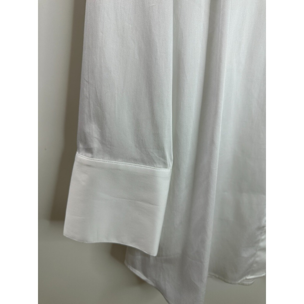 NWOT Soft Surroundings White Stretch Hidden Button Placket Shirt Large Tunic Top - Picture 8 of 14
